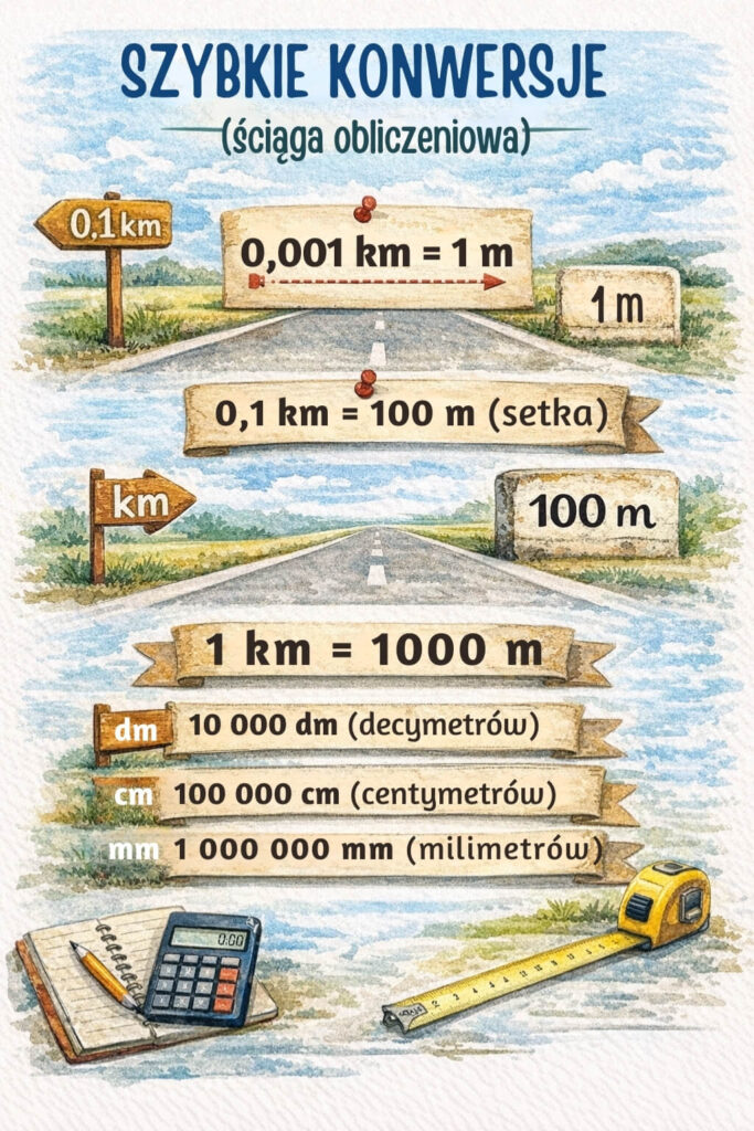 1 km, ile to metrów i decymetrów