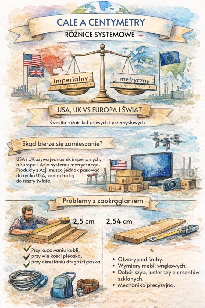 Cale a cm - różnice w zależności od systemu