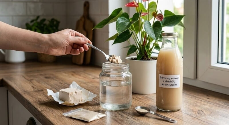 domowy nawóz do anturium z drożdżami piekarskimi