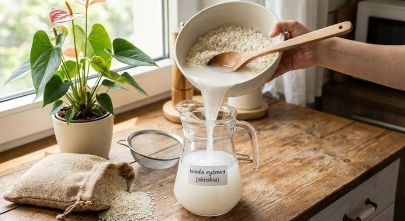 domowy nawóz do anturium z dodatkiem wody ryżowej