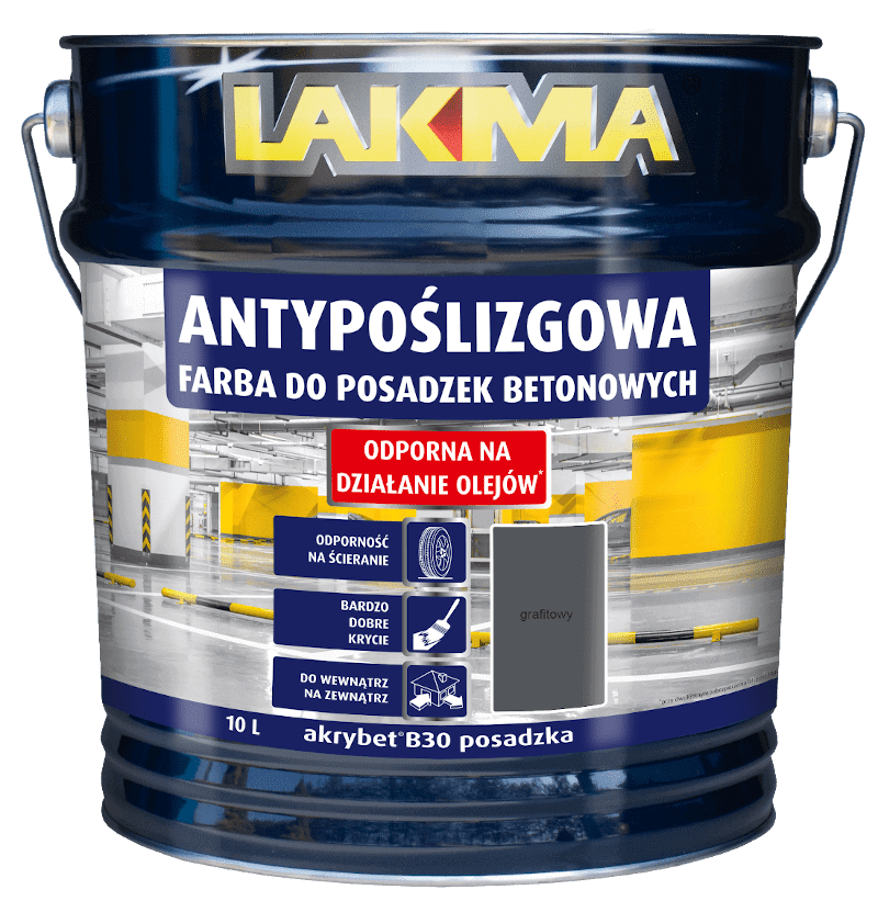 antypoślizgowa farba do betonowych posadzek Lakma farba marki Lakma do posadzek betonowych