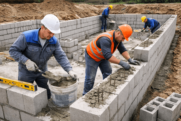 koszt fundamentów z ekipą budowlaną koszt fundamentów budowanych przez profesjonalistów