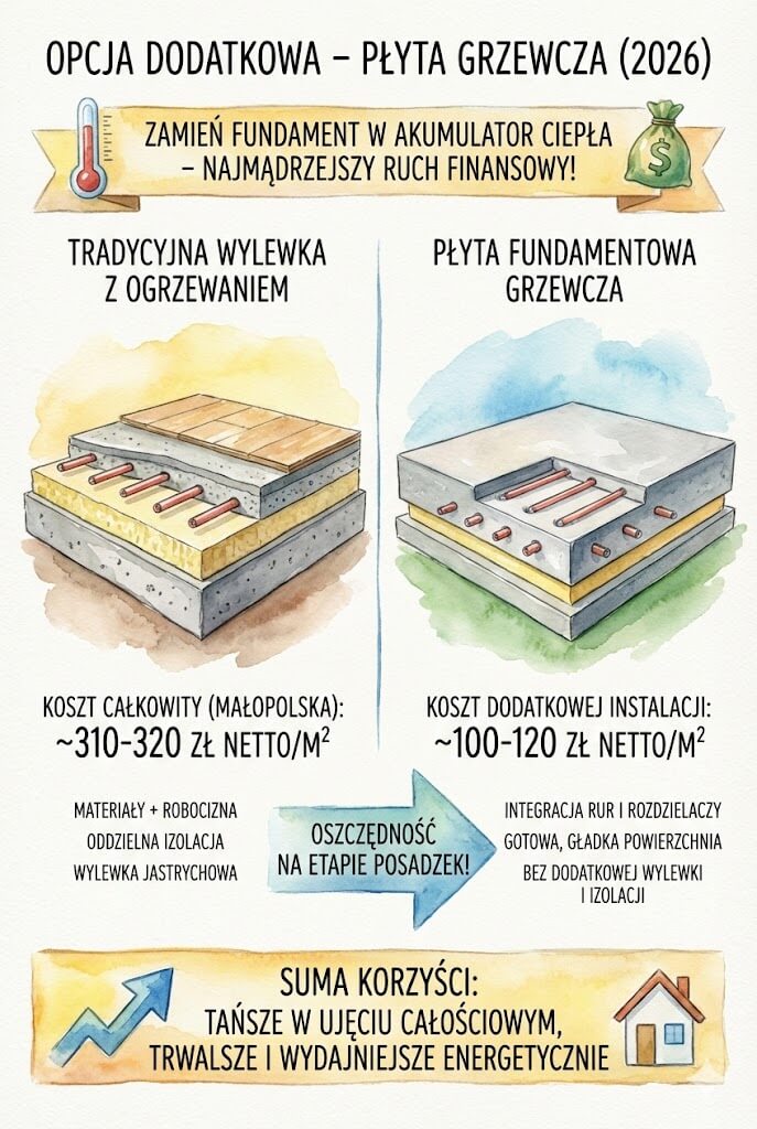 koszt fundamentów z dodatkową płytą grzewczą w 2026 koszt fundamentów z płytą grzewczą w 2026