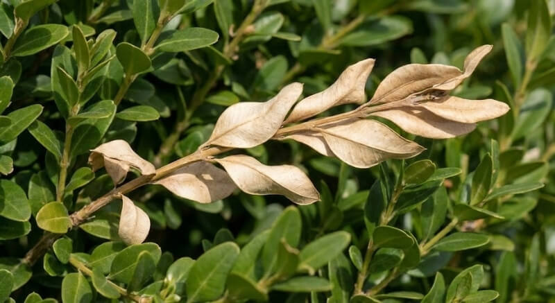 sucha i słomkowa gałązka bukszpanu