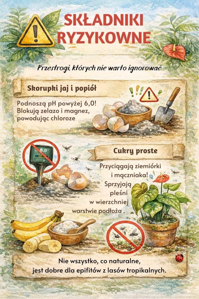 składniki ryzykowne dla podłoża pod anturium