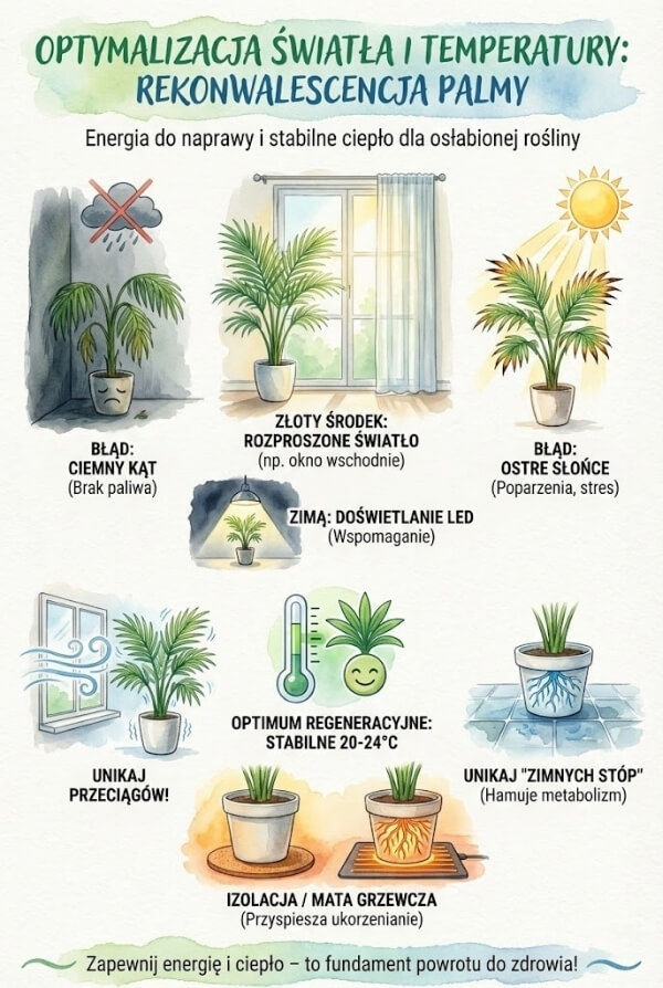 ustawienie palmy w domu a słońce - wskazówki