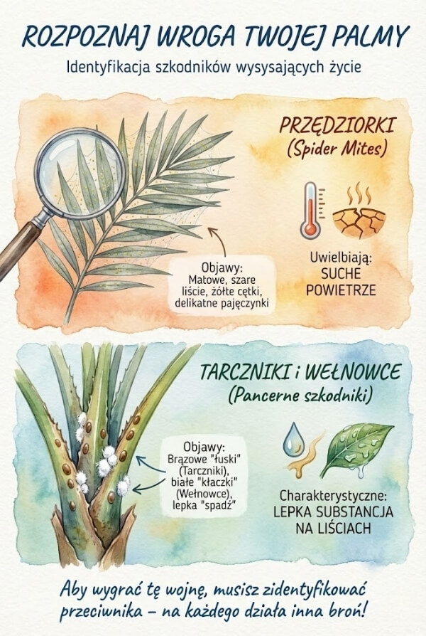 Uschnięta palma – jak uratować przed przędziorkami