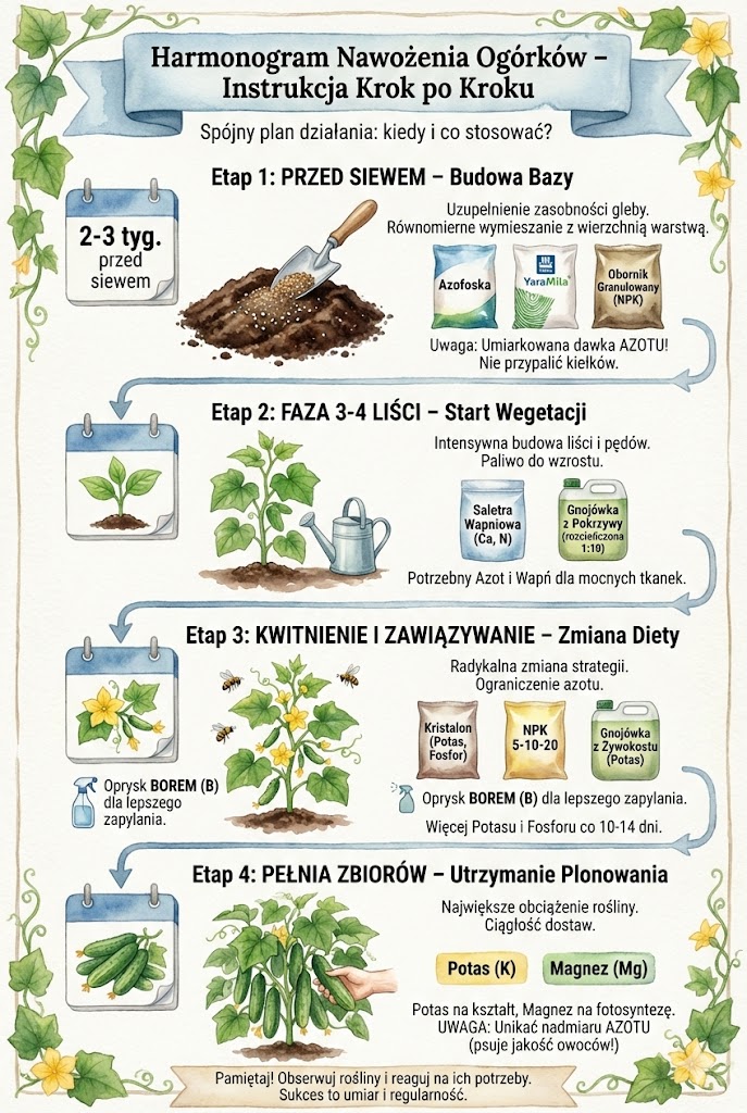 harmonogram nawożenia ogórków gruntowych