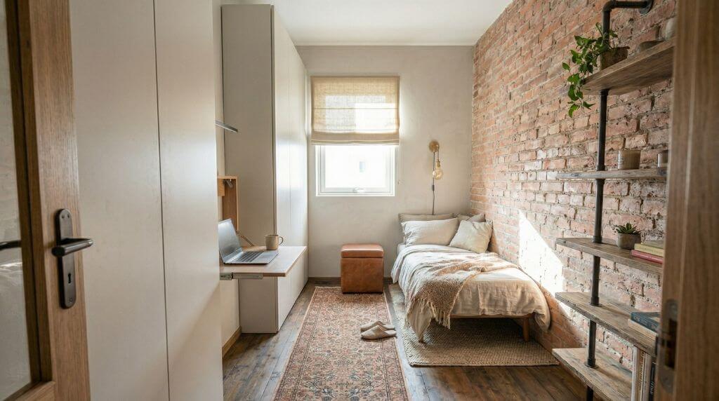 Szafa w małym pokoju znajdująca się przy wejściu