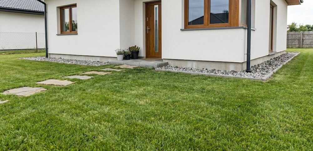 Opaska drenażowa z tłucznia przy budynku Gruby, surowy tłuczeń sprawdzający się jako najtańsza opaska wokół domu