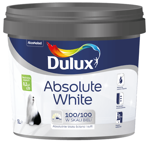 Najlepsza farba do ścian ranking – Dulux Absolute Matt głęboki mat i elegancki efekt