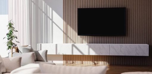 Ściana TV z&nbsp;lamelami – jak ją&nbsp;zaprojektować? Pomysły i&nbsp;praktyczne wskazówki