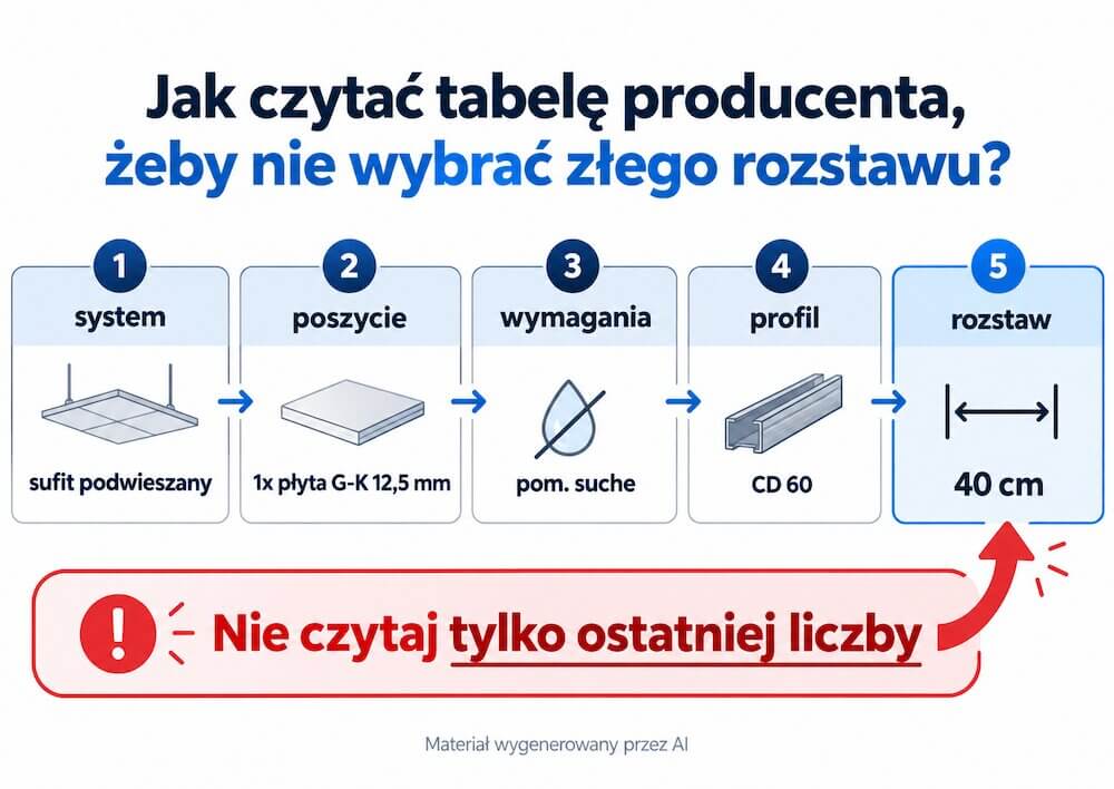 Co ile profile na sufit i jak czytać zalecenia? Jak czytać zalecenia producentów dotyczące rozstawu profili w suficie podwieszanym?