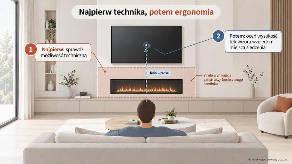 Ściana TV z kominkiem - schemat decyzji 